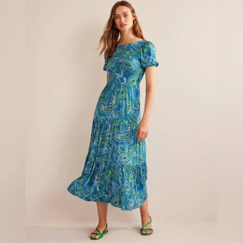 boden tiered jersey maxi dress Tala Tiered Jersey Maxi Dress - Pink, Flourishing Meadow